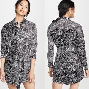 ALICE + OLIVIA Size 6 Jodie Collared Shirt Dress Waist
Tie White Black $440